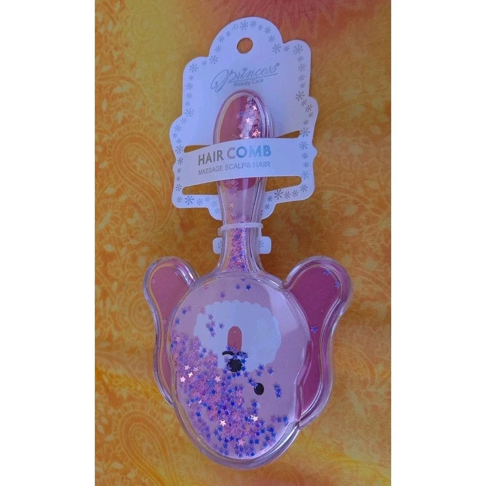 Glitter Dog Shaped Hair Brush Pink Dog With Pink Glitter Massage‎ Scalp